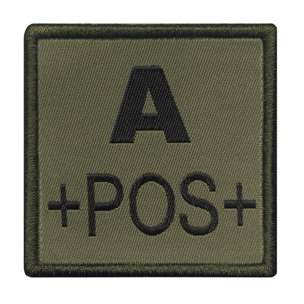 Patch groupe sanguin A+ brodé vert olive