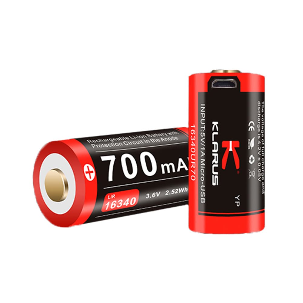 Batterie rechargeable 16340 3.6V 850 mAh avec port micro-USB