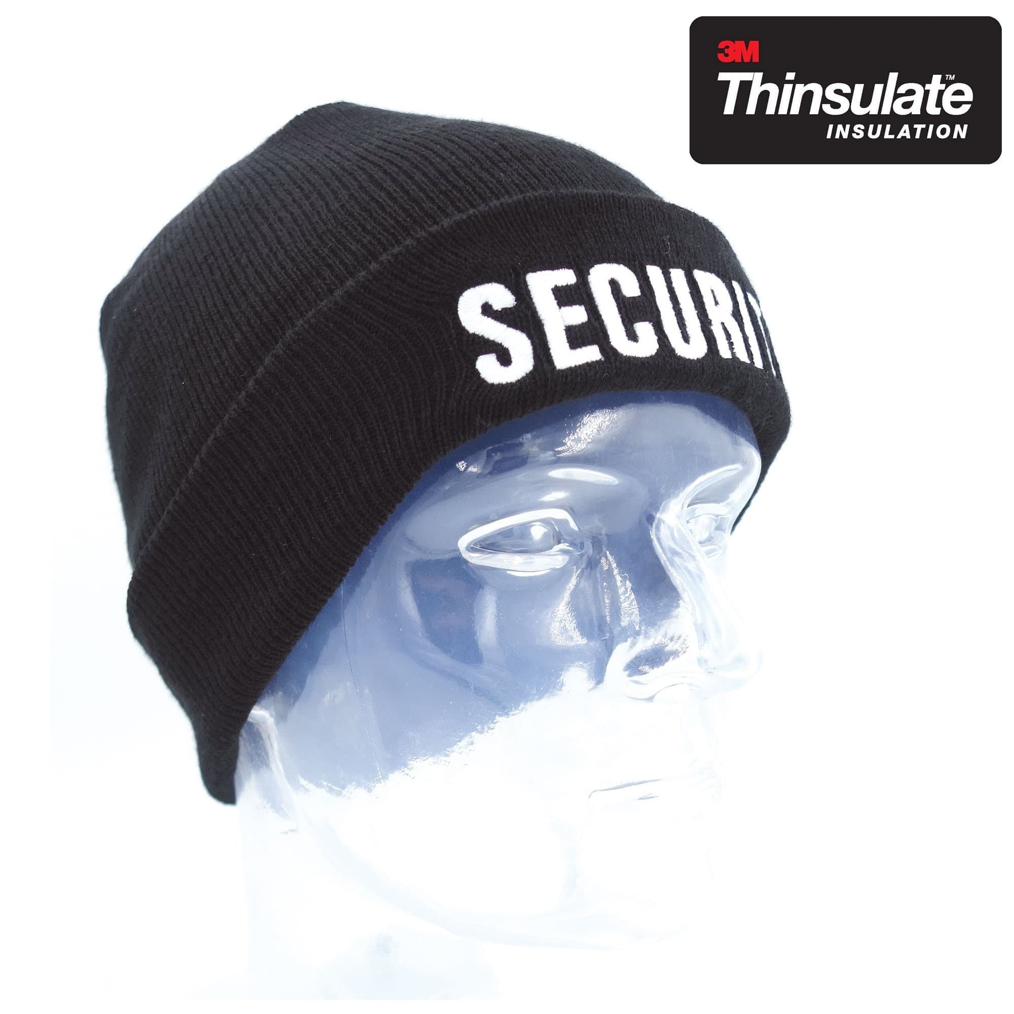 Bonnet noir maille thinsulate brodé sécurité