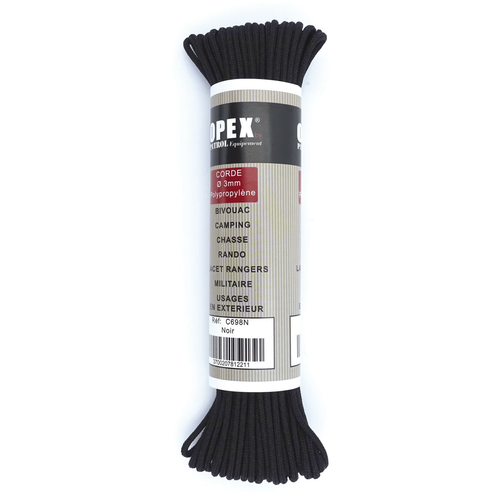 Corde para noire Pour camping, chasse, bateau
