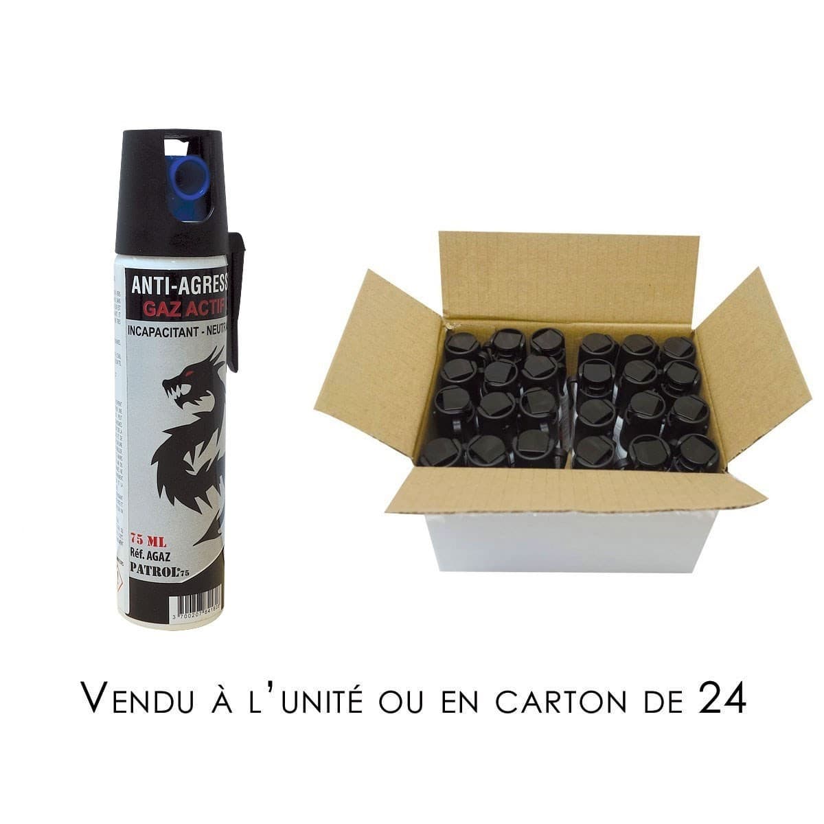 Aérosol anti agression gaz CS
