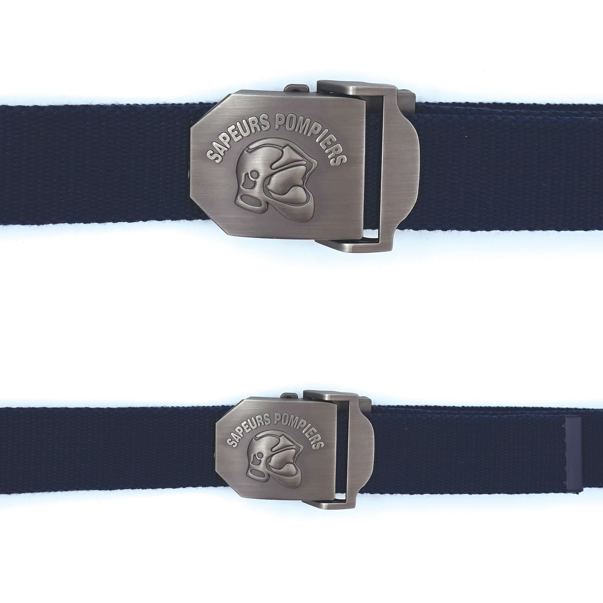 Ceinture pompiers bleue boucle gravée