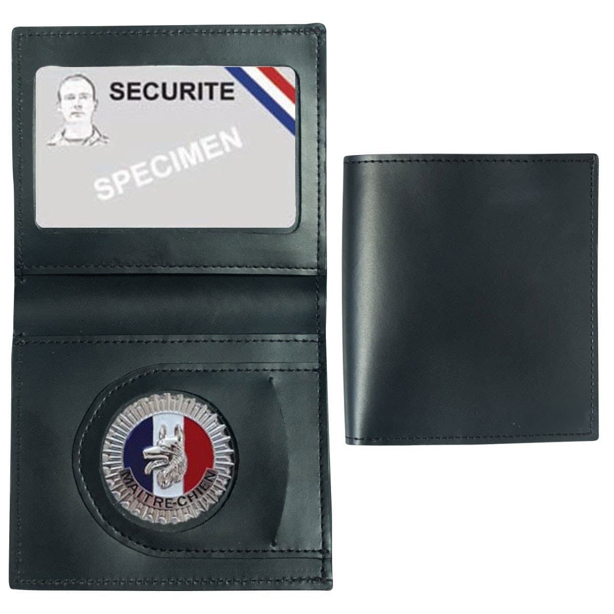 Porte-cartes cuir format CB + billet avec insigne maître chien