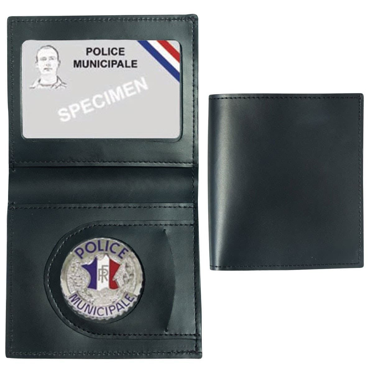 Porte-cartes cuir Police municipale - Format CB + Billet