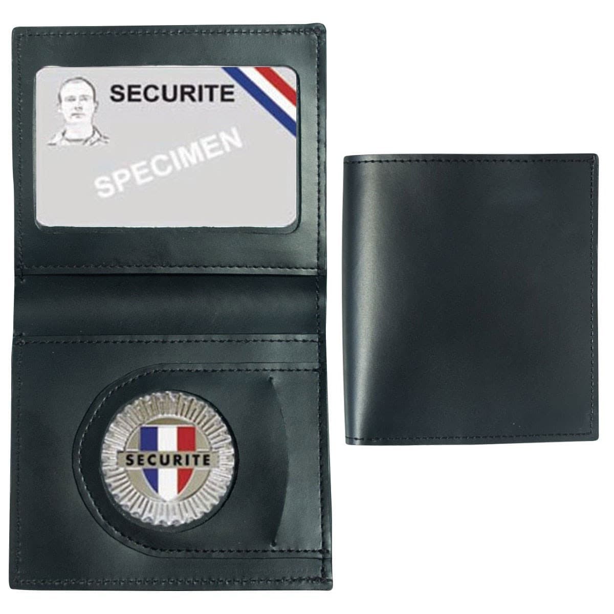 Porte-cartes cuir format CB + billet avec insigne sécurité