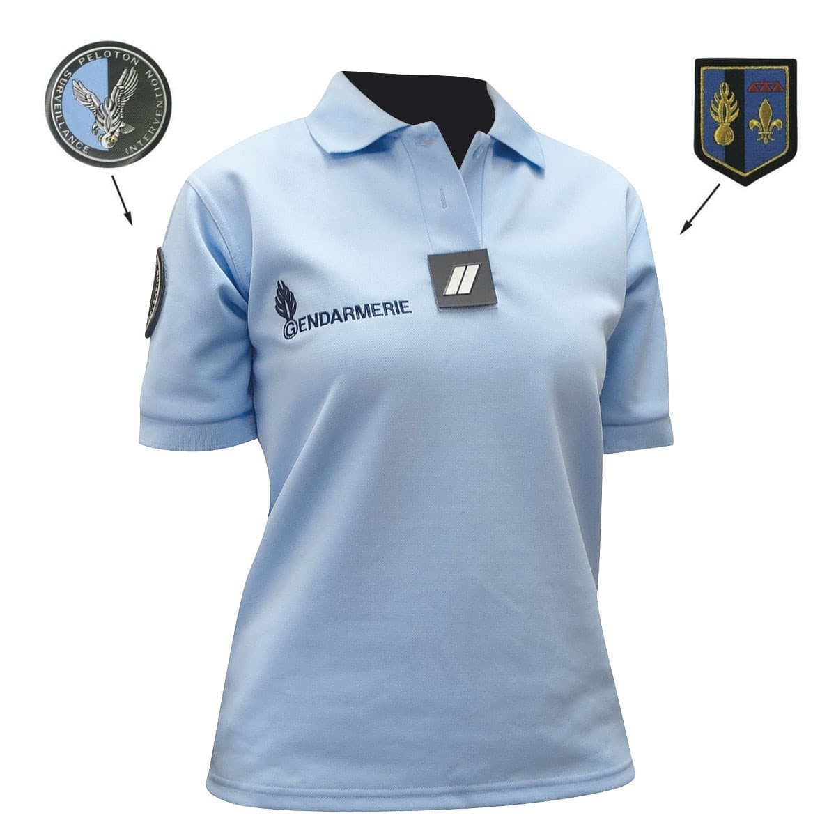 Polo bleu gendarmerie femme allégé