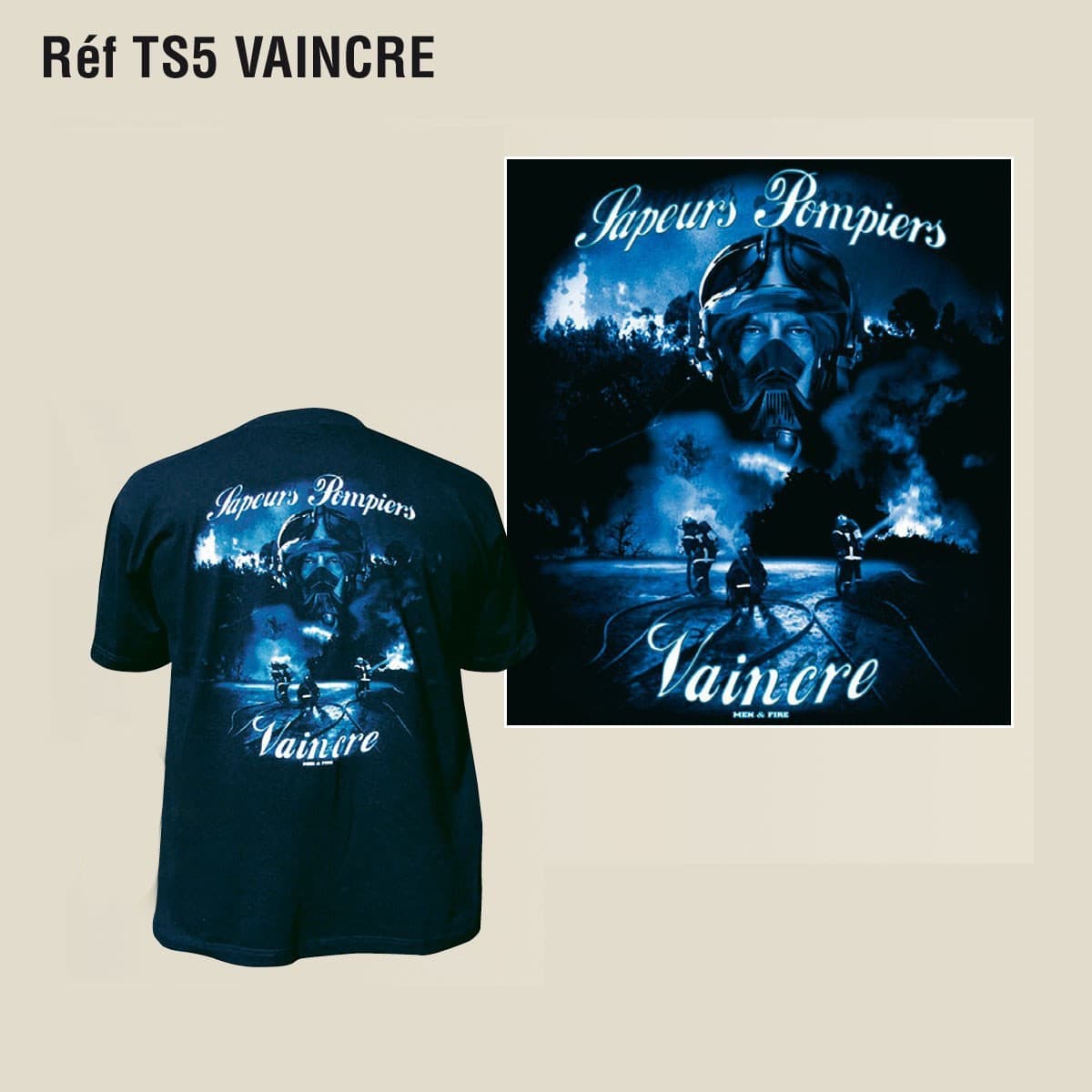 Tee shirt motif pompiers