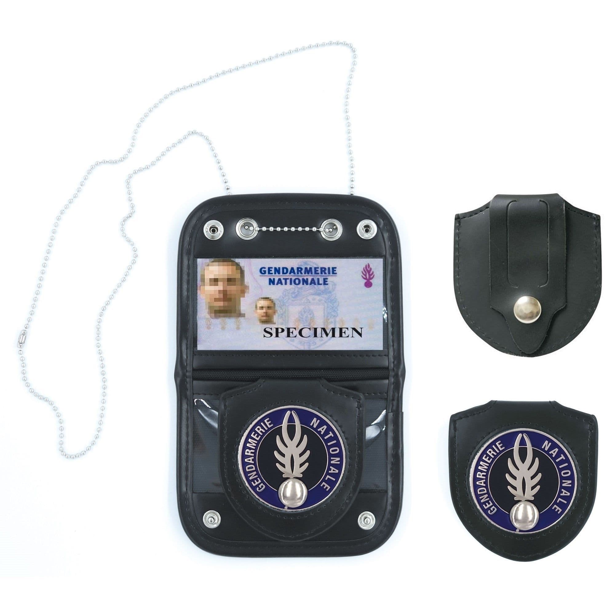 Porte carte avec chaine et médaille gendarmerie