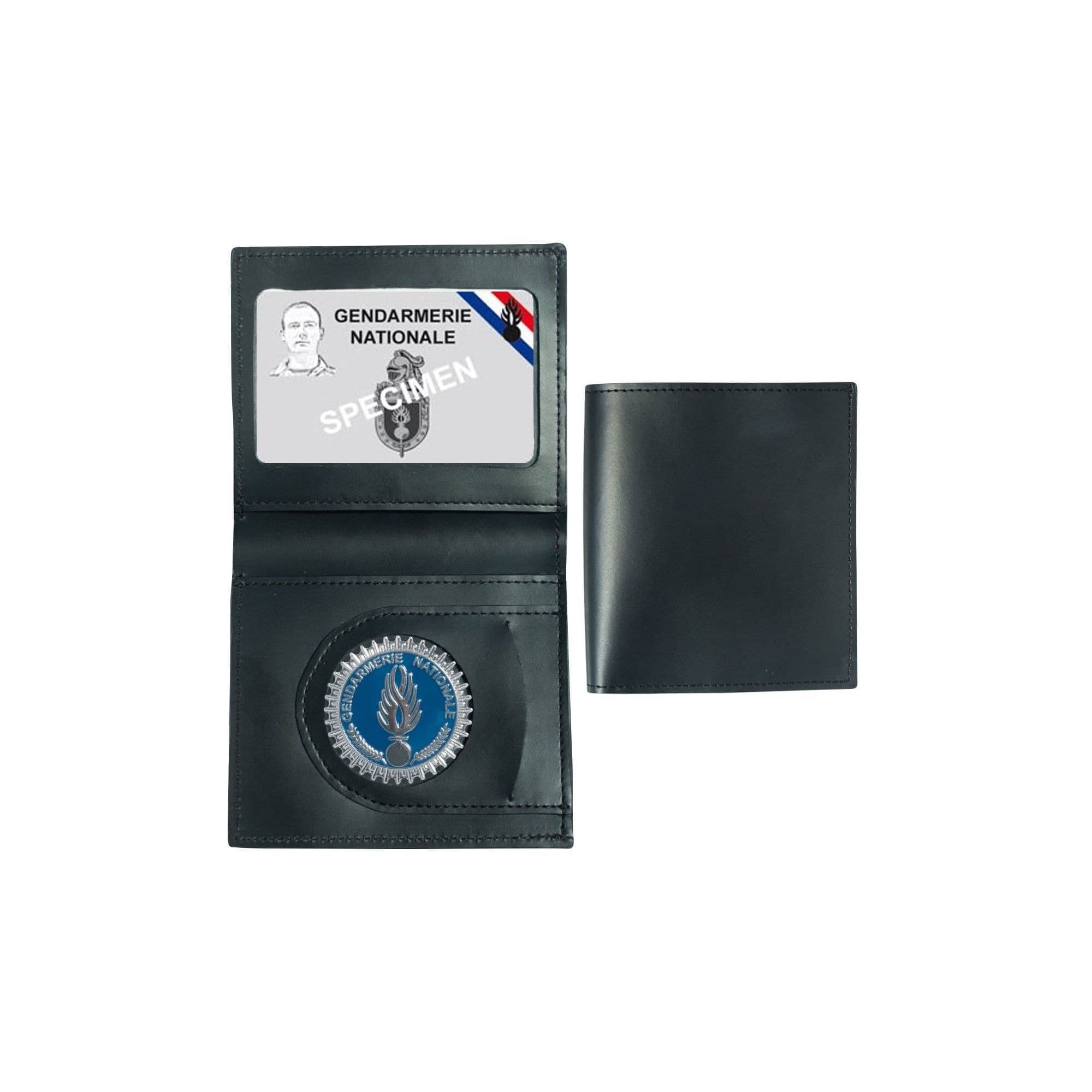 Porte carte cuir format CB + billet avec insigne gendarmerie