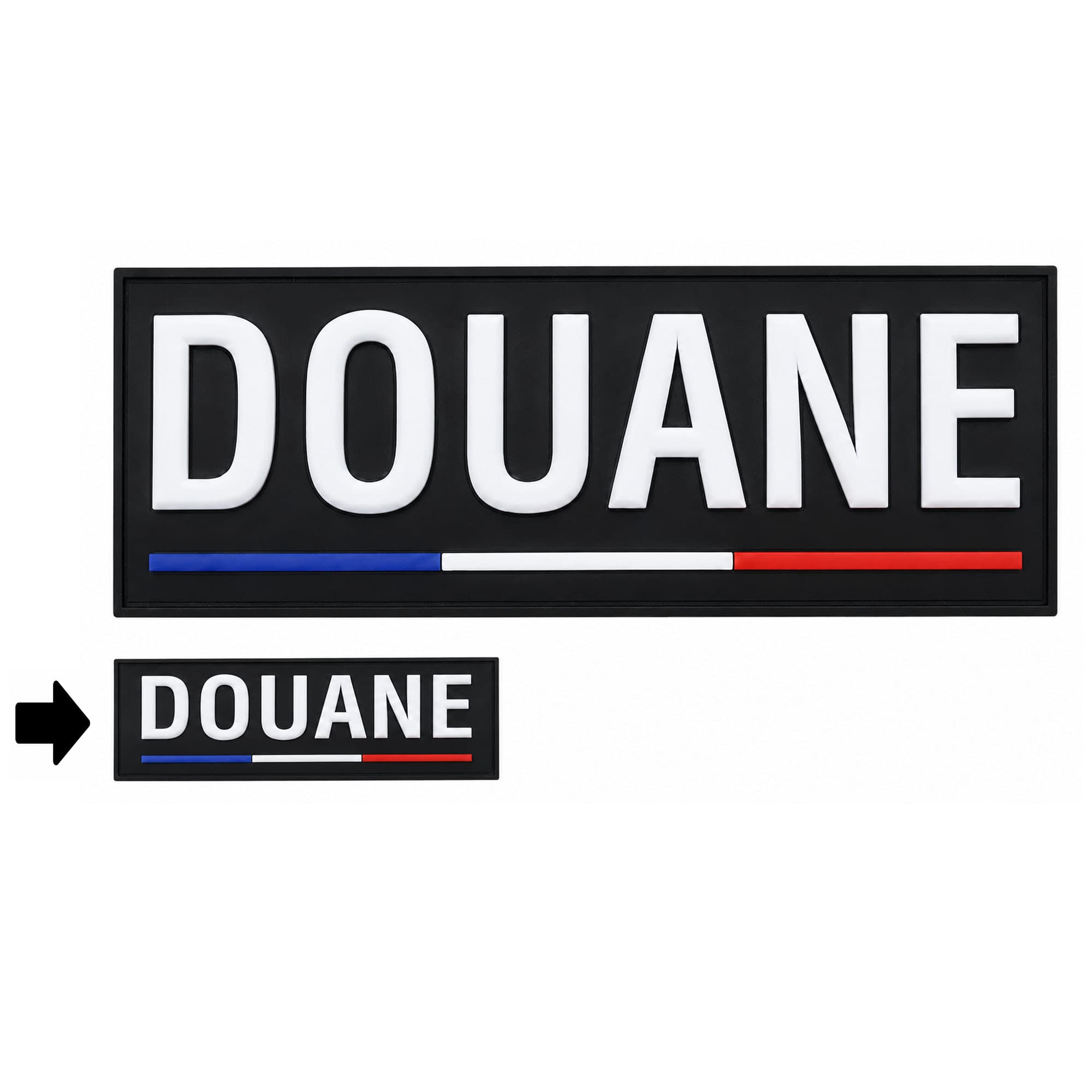 Bandeau d'identification Douane souple Rubber fond noir