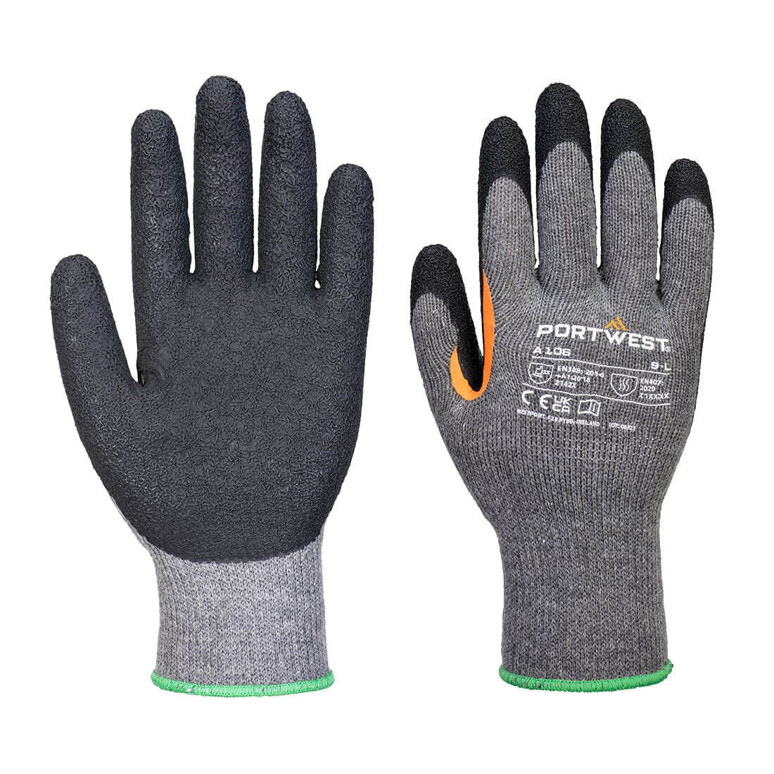 Gant Grip 10 latex renfort pouce Gris/Noir