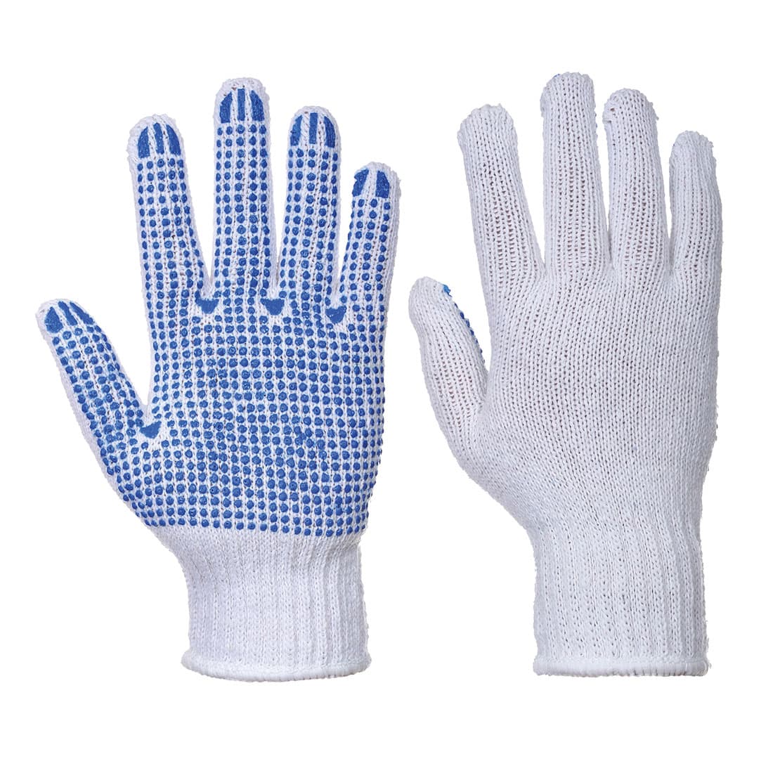 Gant Classique Tricoté Picots PVC Blanc/Bleu