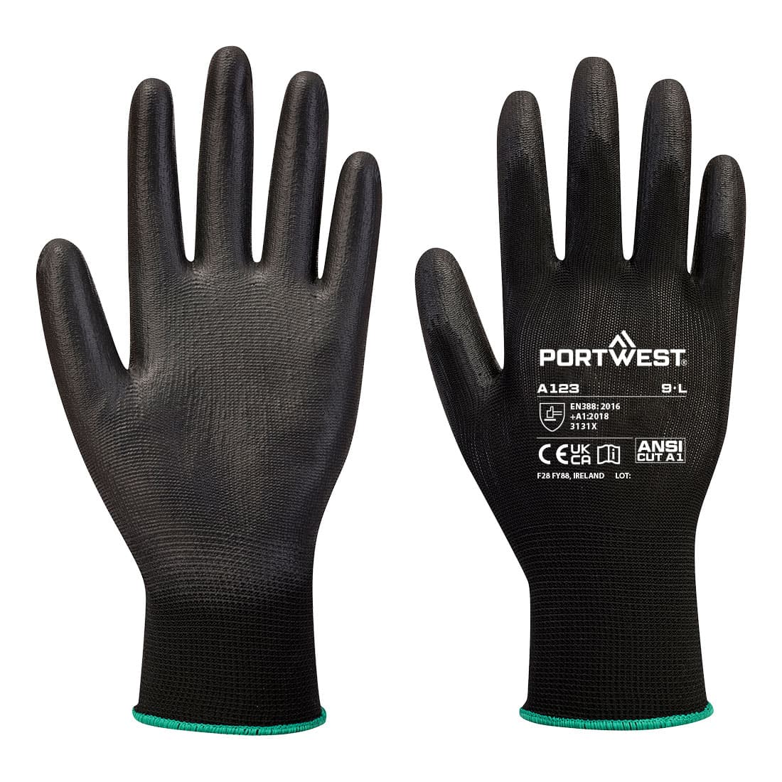 Gant enduit PU sans latex - Carton complet (144) Noir