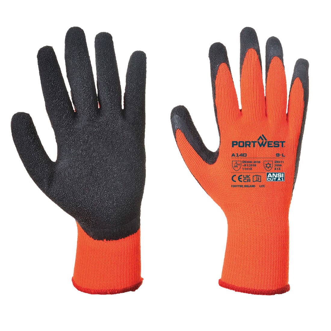 Gant Thermique enduit latex Orange/Noir