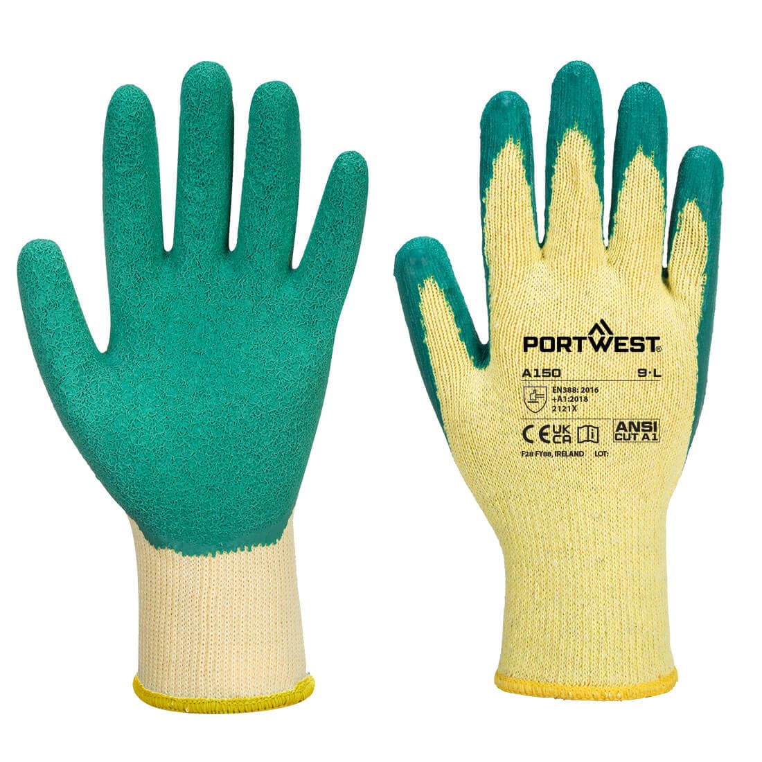 Gant tricoté enduit Latex Classique Vert