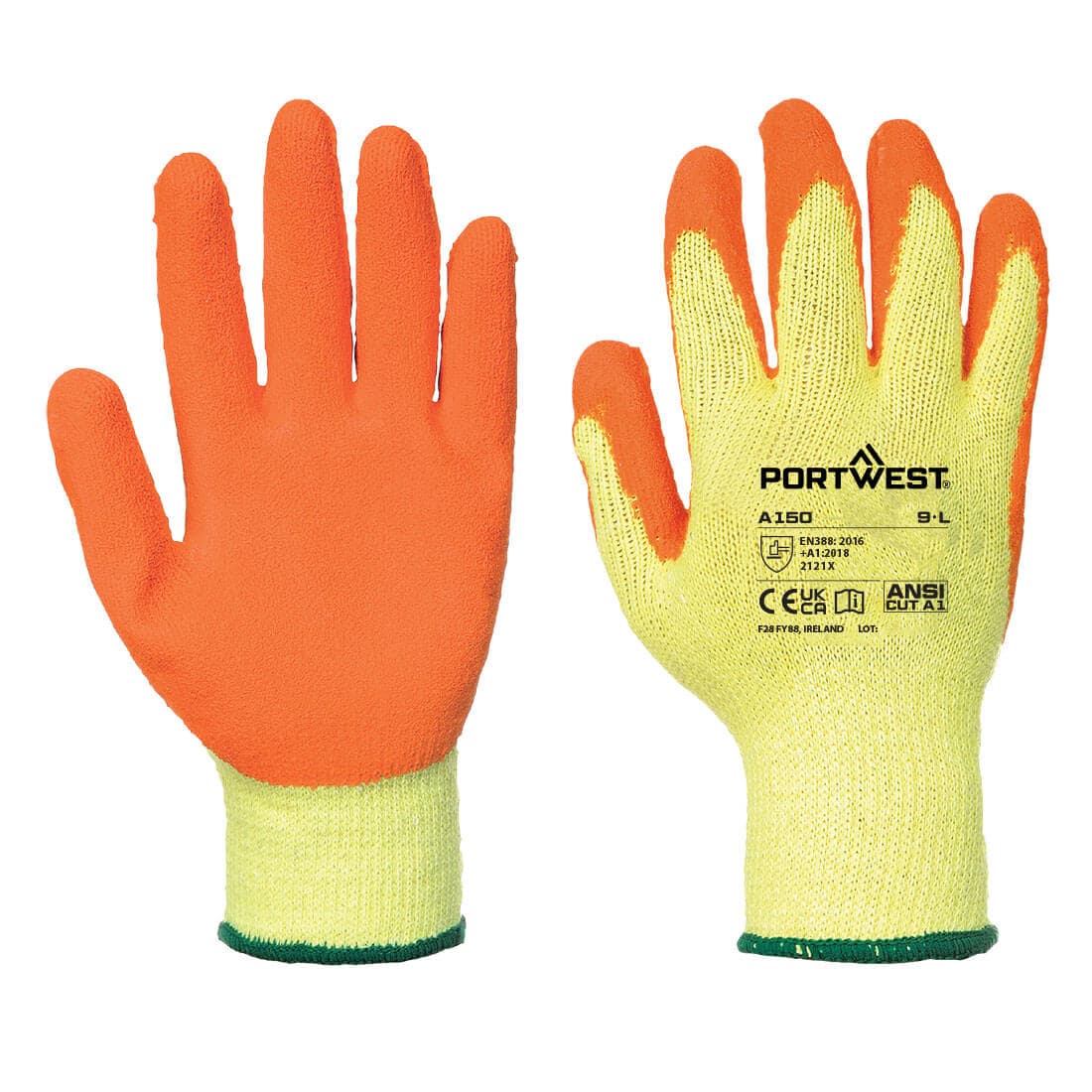Gant tricoté enduit Latex Classique Orange