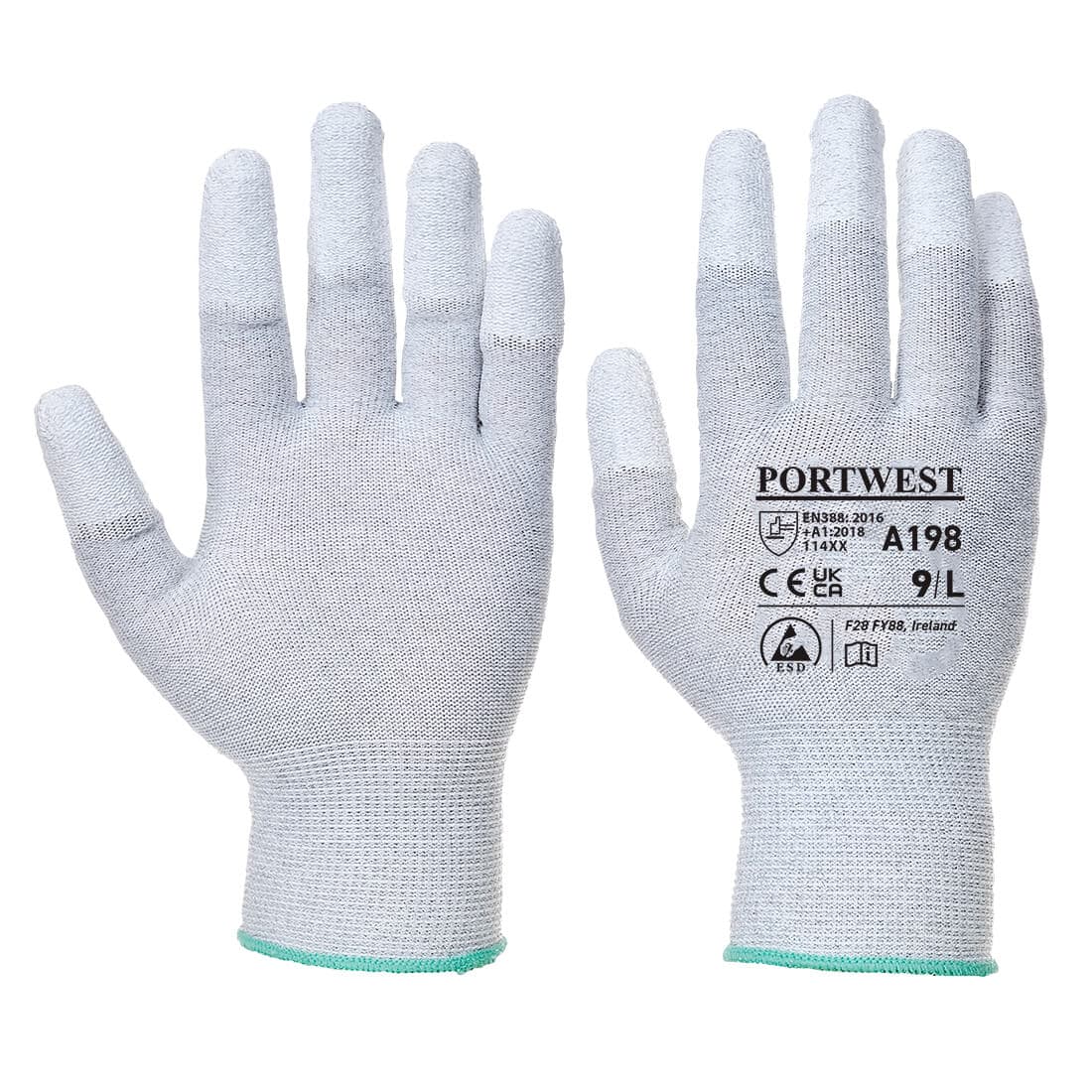Gant Antistatique bout de doigts enduit PU Gris