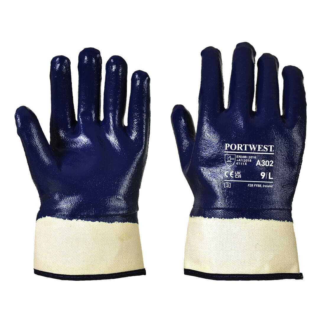 Gant Nitrile tout enduit manchette Marine