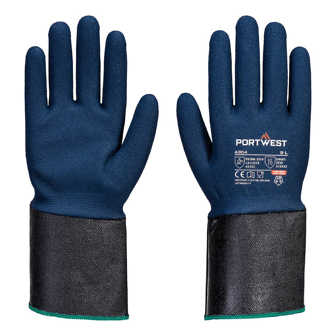 Gant Grip C13 nitrile mousse avec manchette prolongée Gris/Bleu