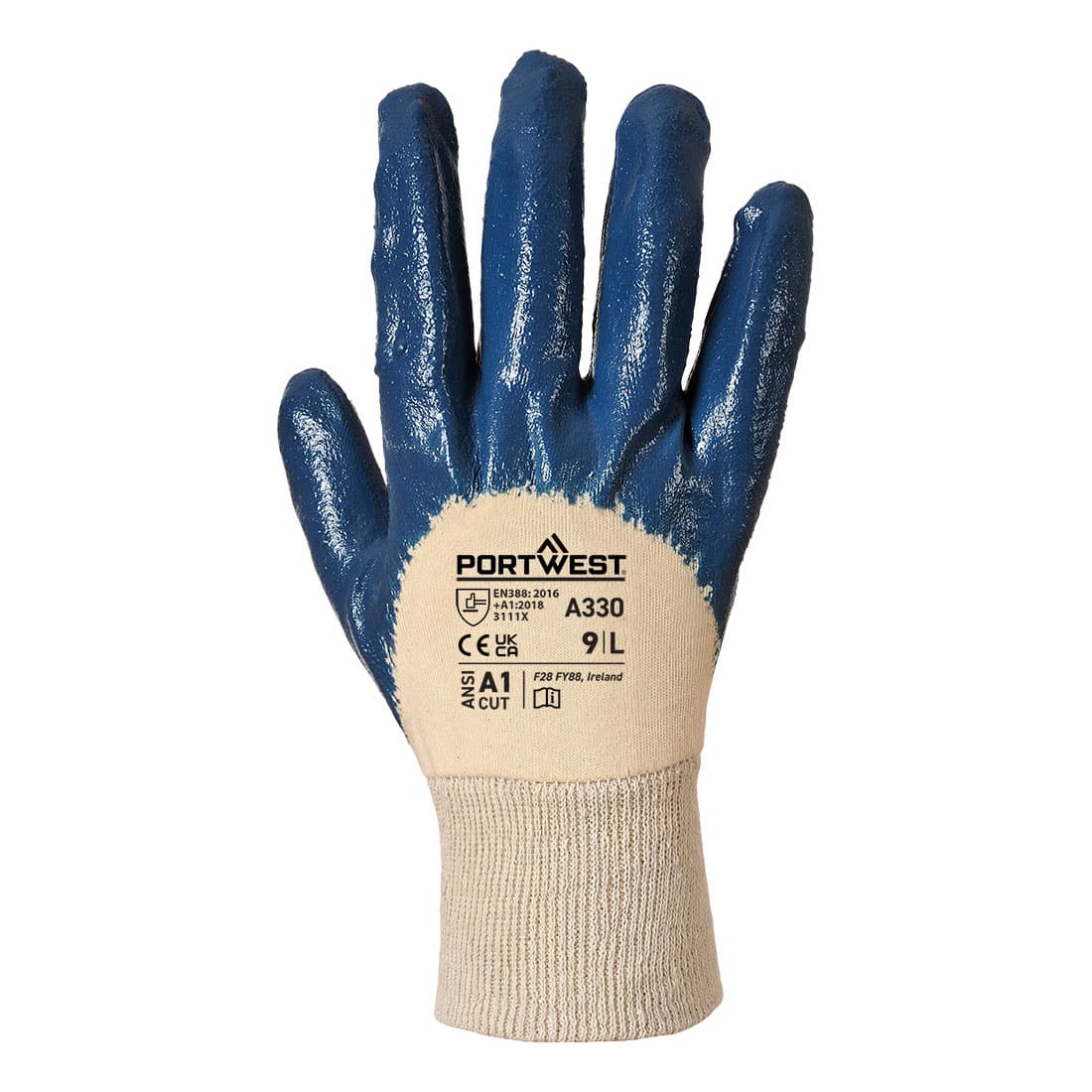Gants Nitrile Dos Aéré Poignet Tricot Marine