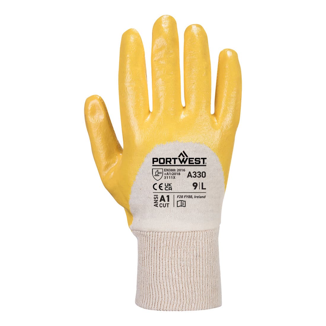 Gants Nitrile Dos Aéré Poignet Tricot Jaune