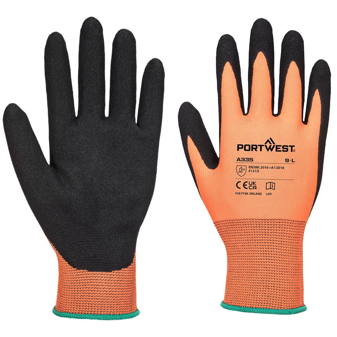 Gant Dermi-Grip NPR15 Nitrile Sablé Orange/Noir