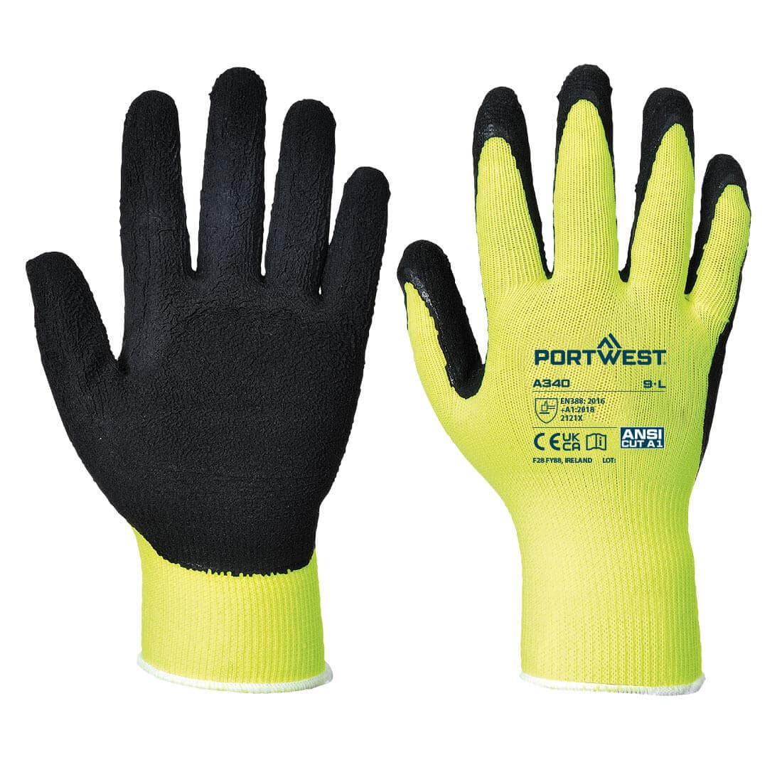 Gant Grip HiVis - Latex Jaune