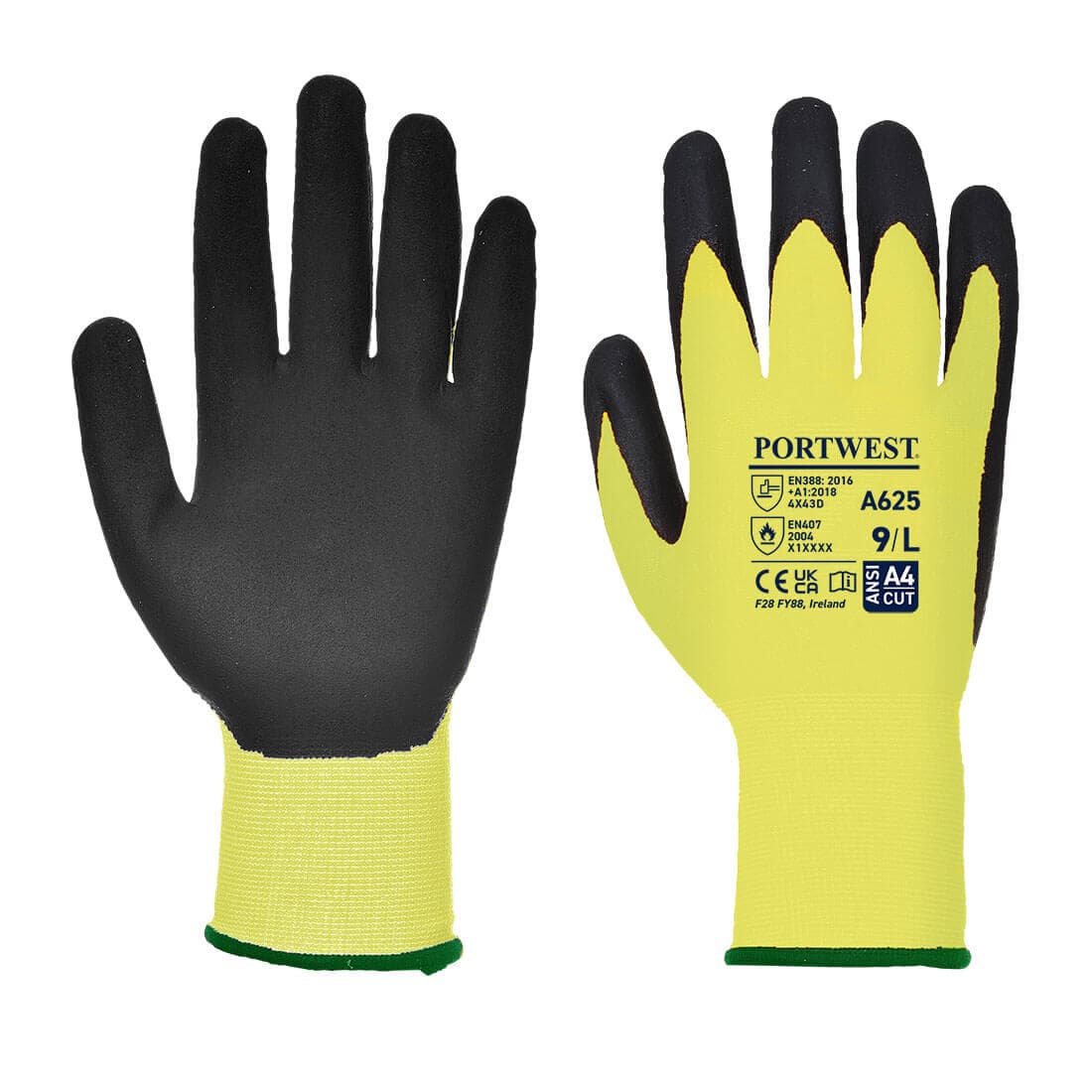Gant PU Vis-Tex coupure D Jaune/Noir