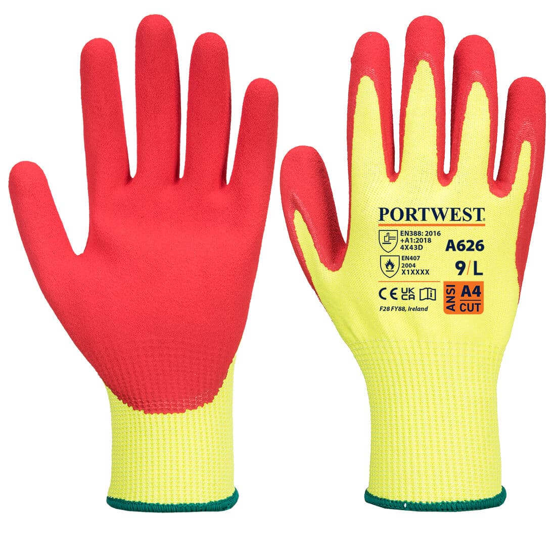 Gant nitrile Vis-Tex Winter Cut D13 Jaune/Rouge