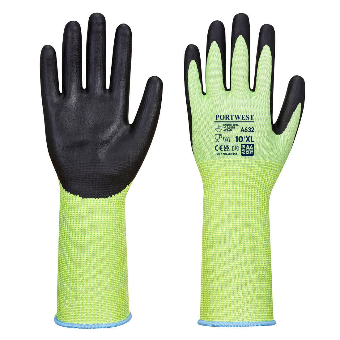 Gant anti-coupure D poignet long mousse nitrile Vert/Noir
