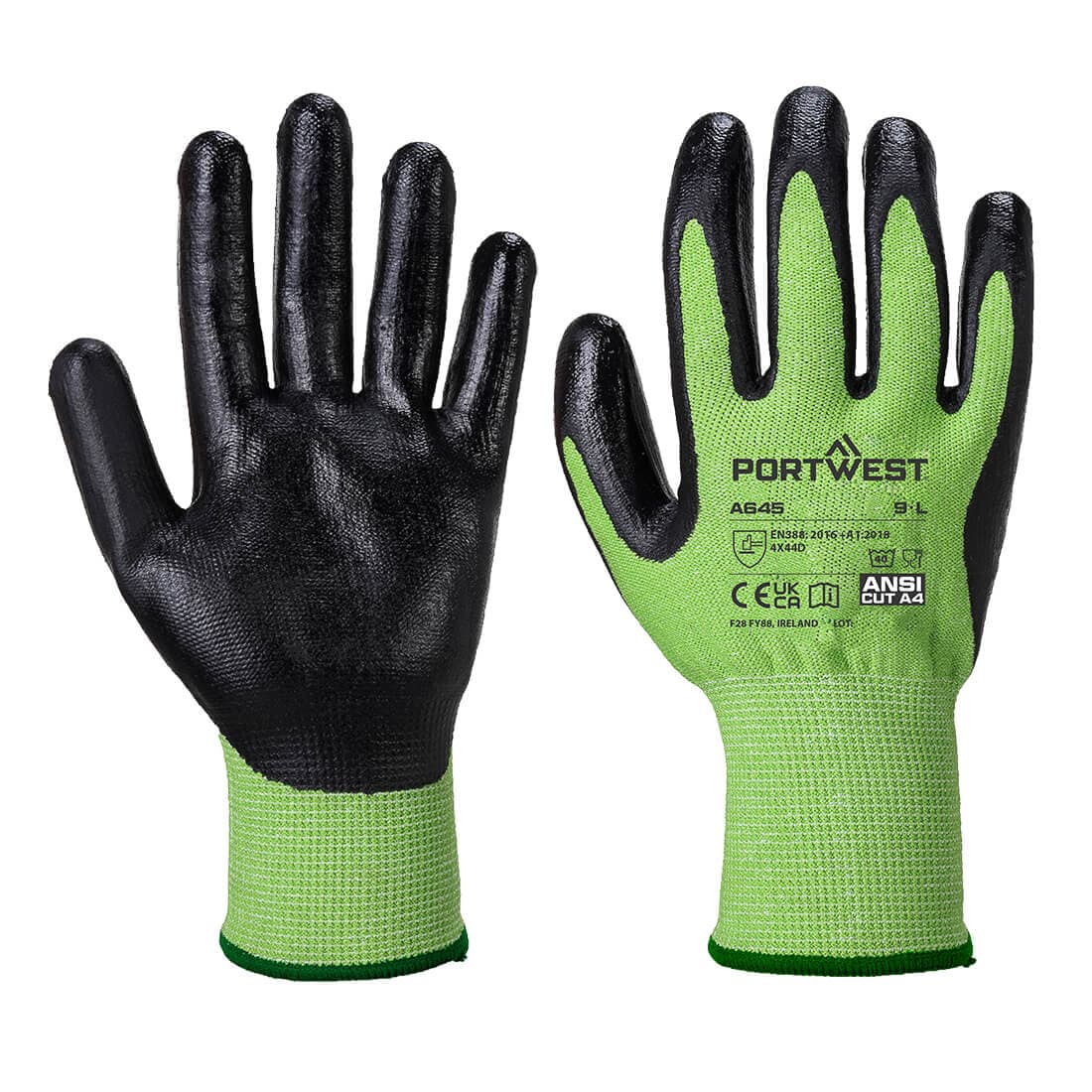 Gant GreenCut mousse nitrile coupure D Vert/Noir