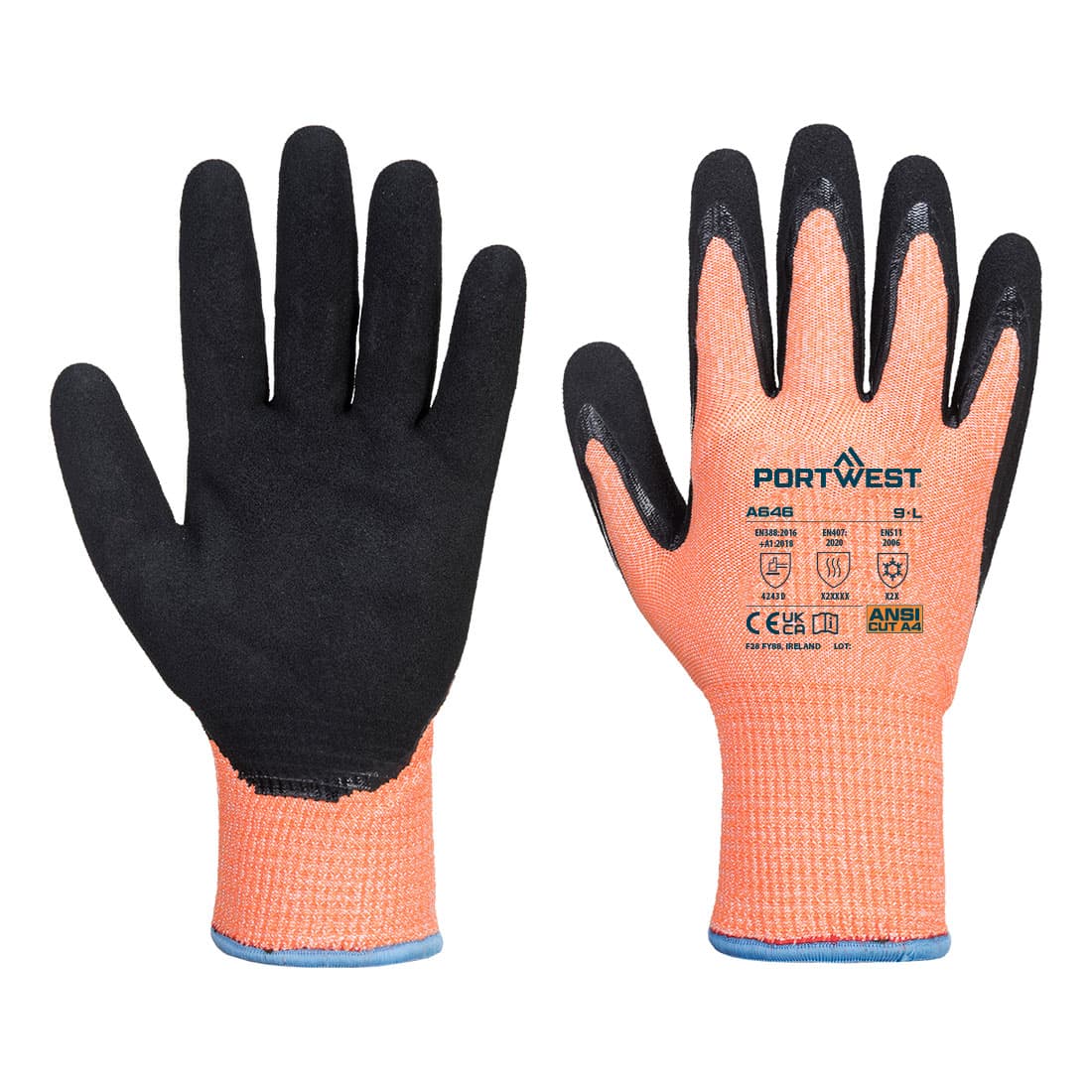 Gant nitrile Vis-Tex Winter Cut D13 Orange/Noir