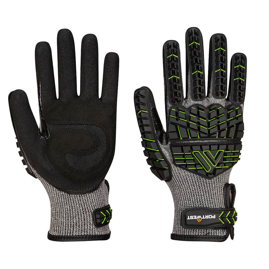 Gant anti impact en mousse nitrile CutF Noir/Vert