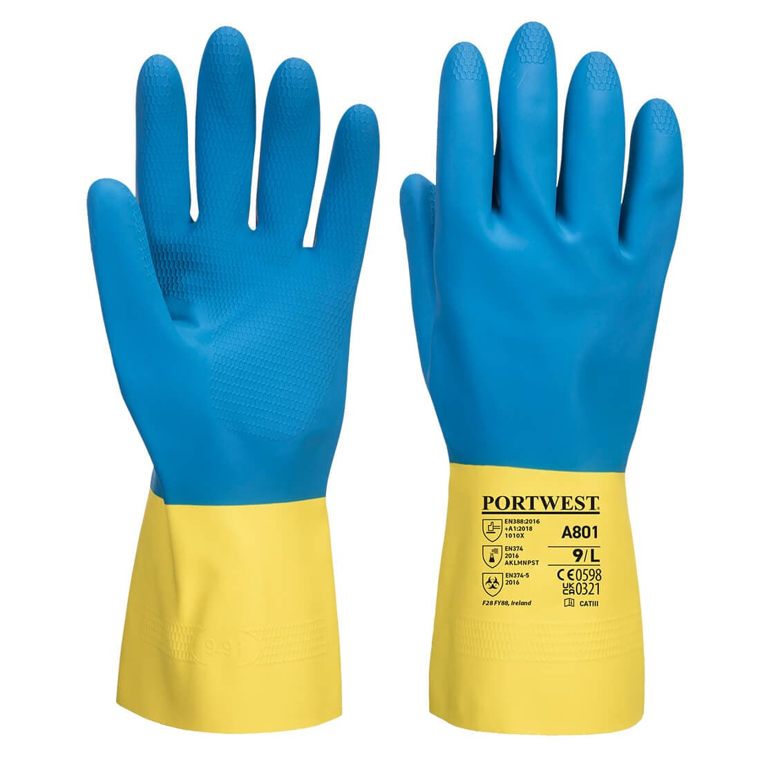 Gant Latex Double enduction Jaune/Bleu