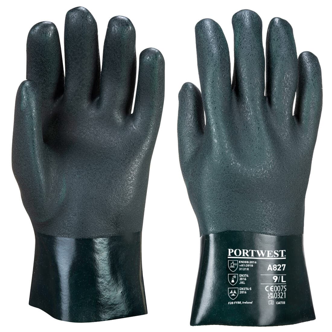 Gant PVC 27cm double trempage Vert