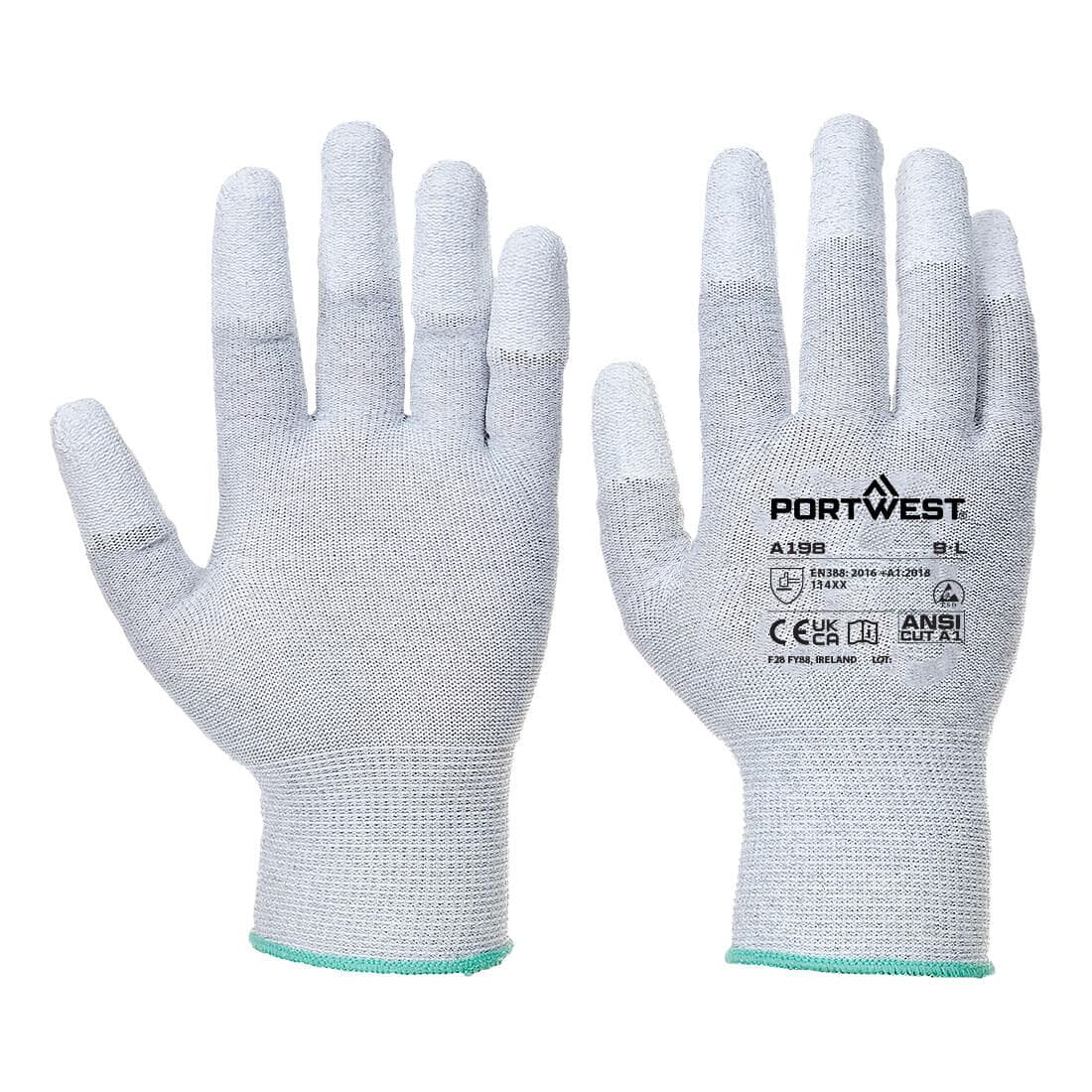 Gants antistatiques PU gris ESD – Précision tactile et protection électronique (lot de 12)