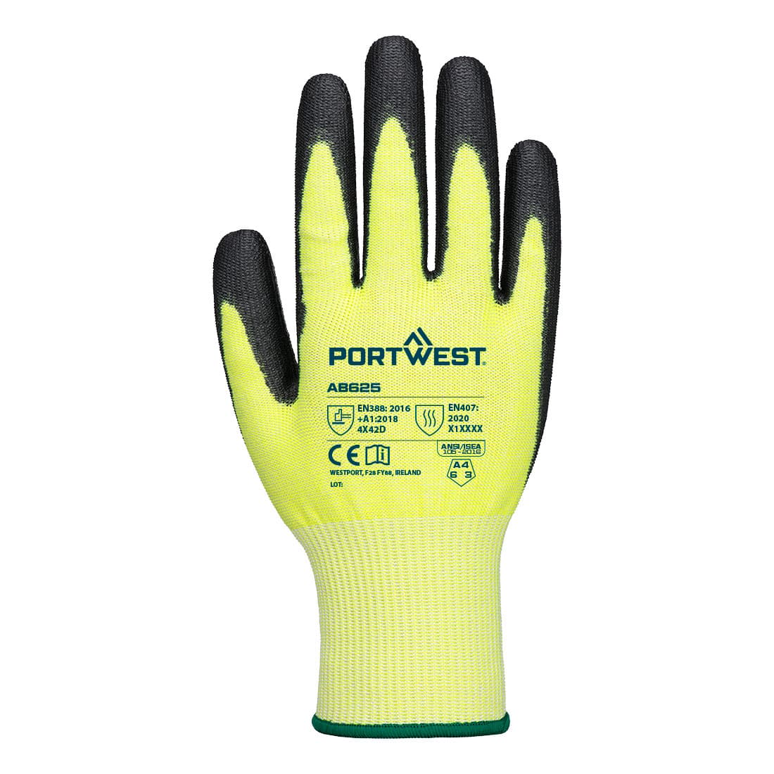 Gant coupure D13 PU Essential (12 paires) Jaune/Noir