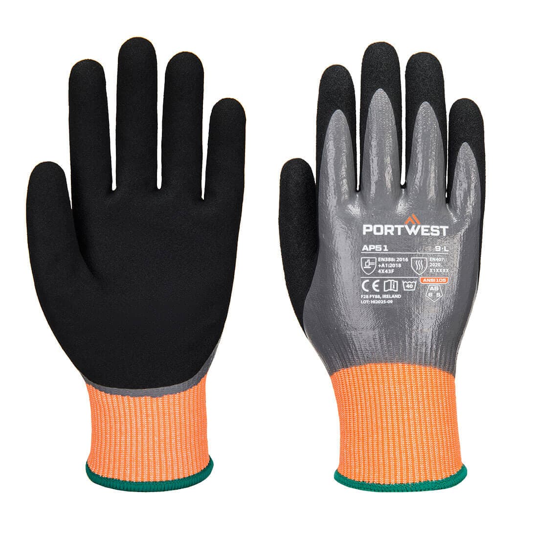 Cut F15 Nitrile Aqua Glove Gris/Noir