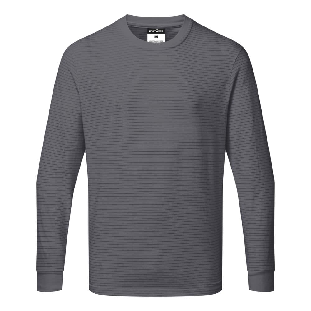 T-shirt manches longues antistatique ESD Gris Zoom