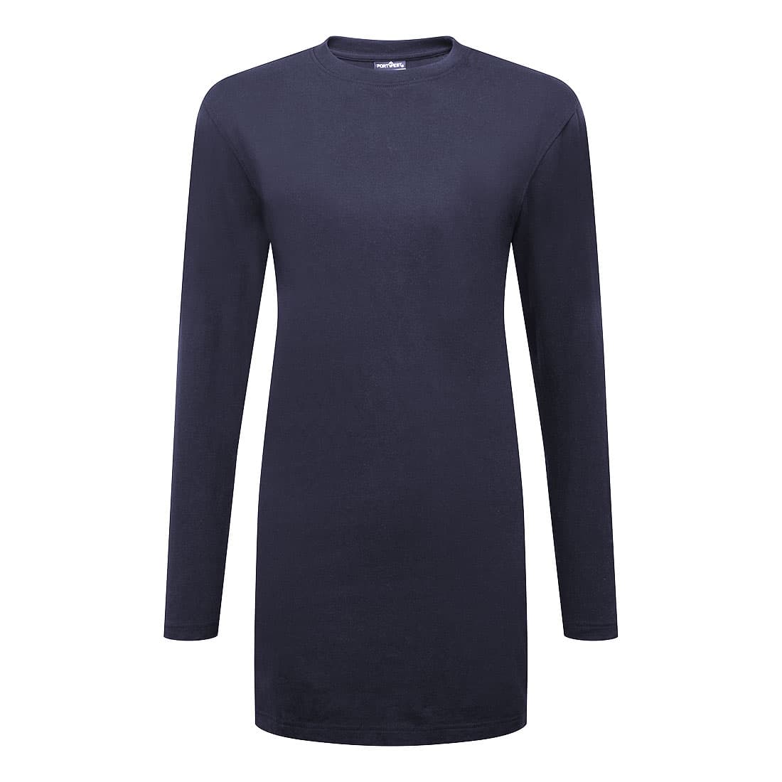 T-shirt femme coton coupe large manches longues Marine