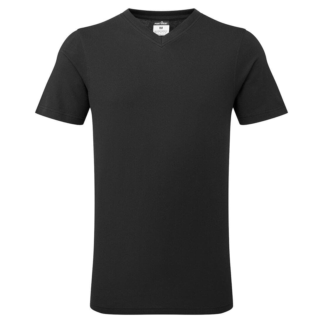 T-shirt en coton à col en V Noir