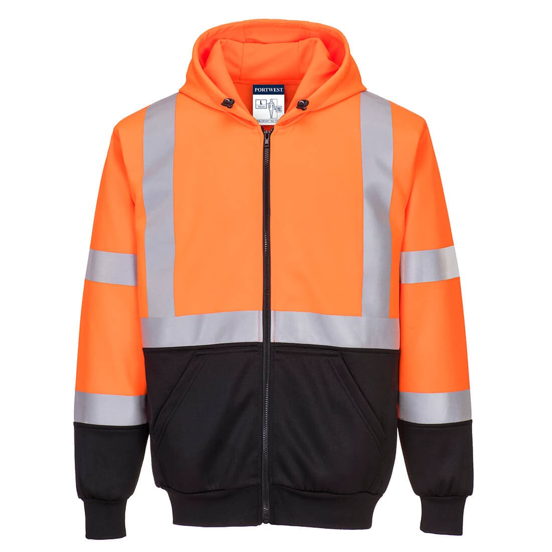Sweat Hi-Vis bicolore zippé à capuche Orange/Noir
