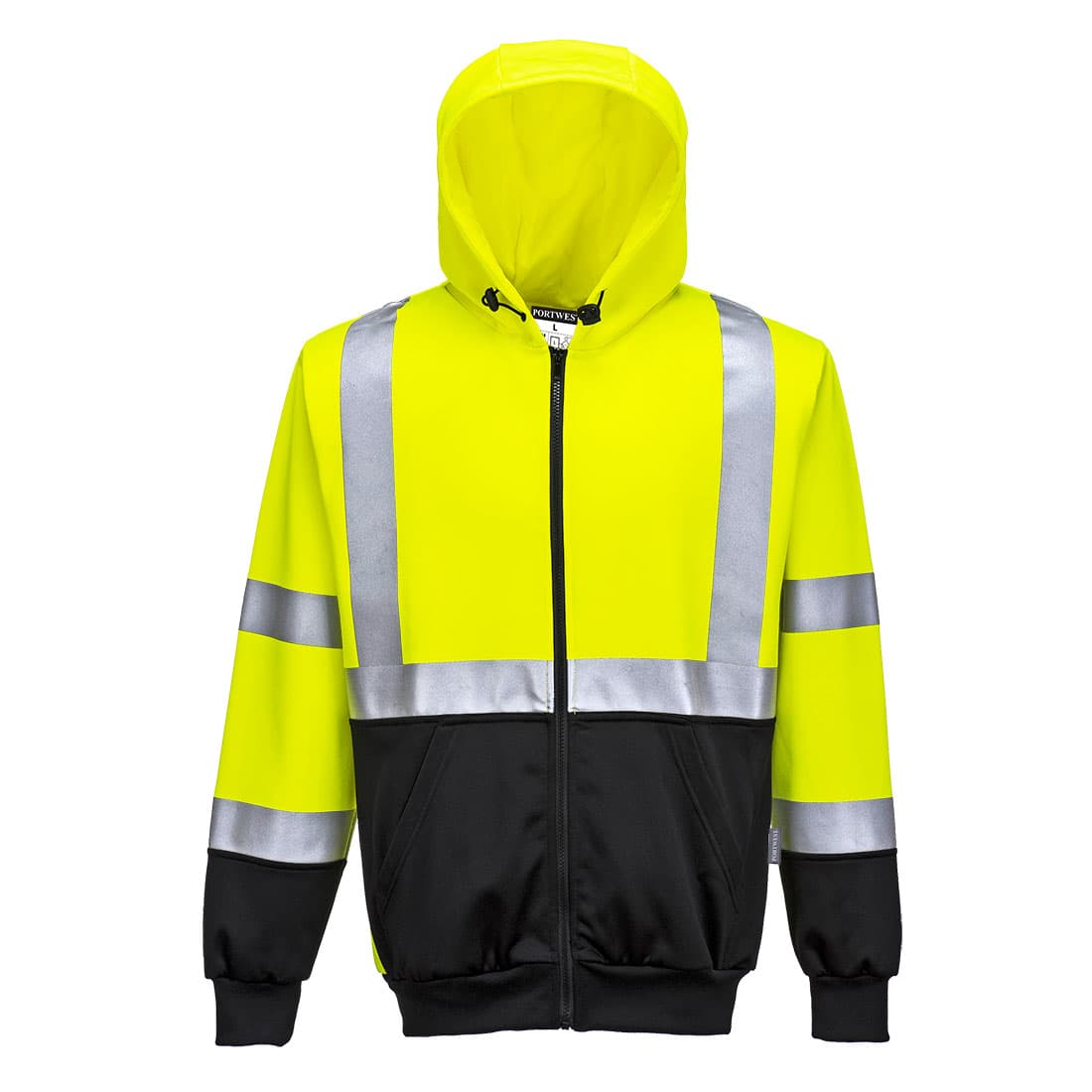 Sweat Hi-Vis bicolore zippé à capuche Jaune/Noir