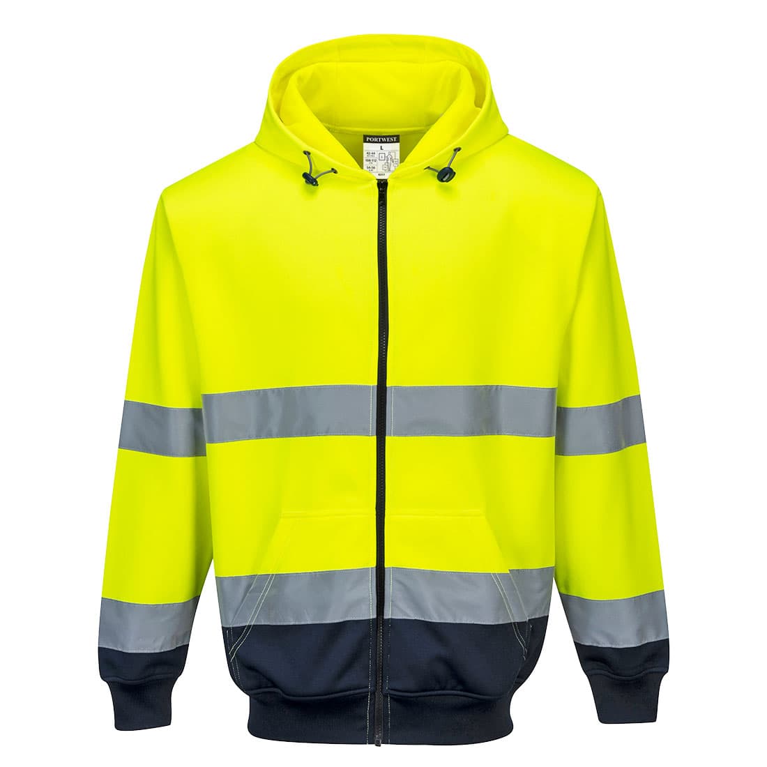 Sweat Hi-Vis bicolore zippé à capuche Jaune/Marine