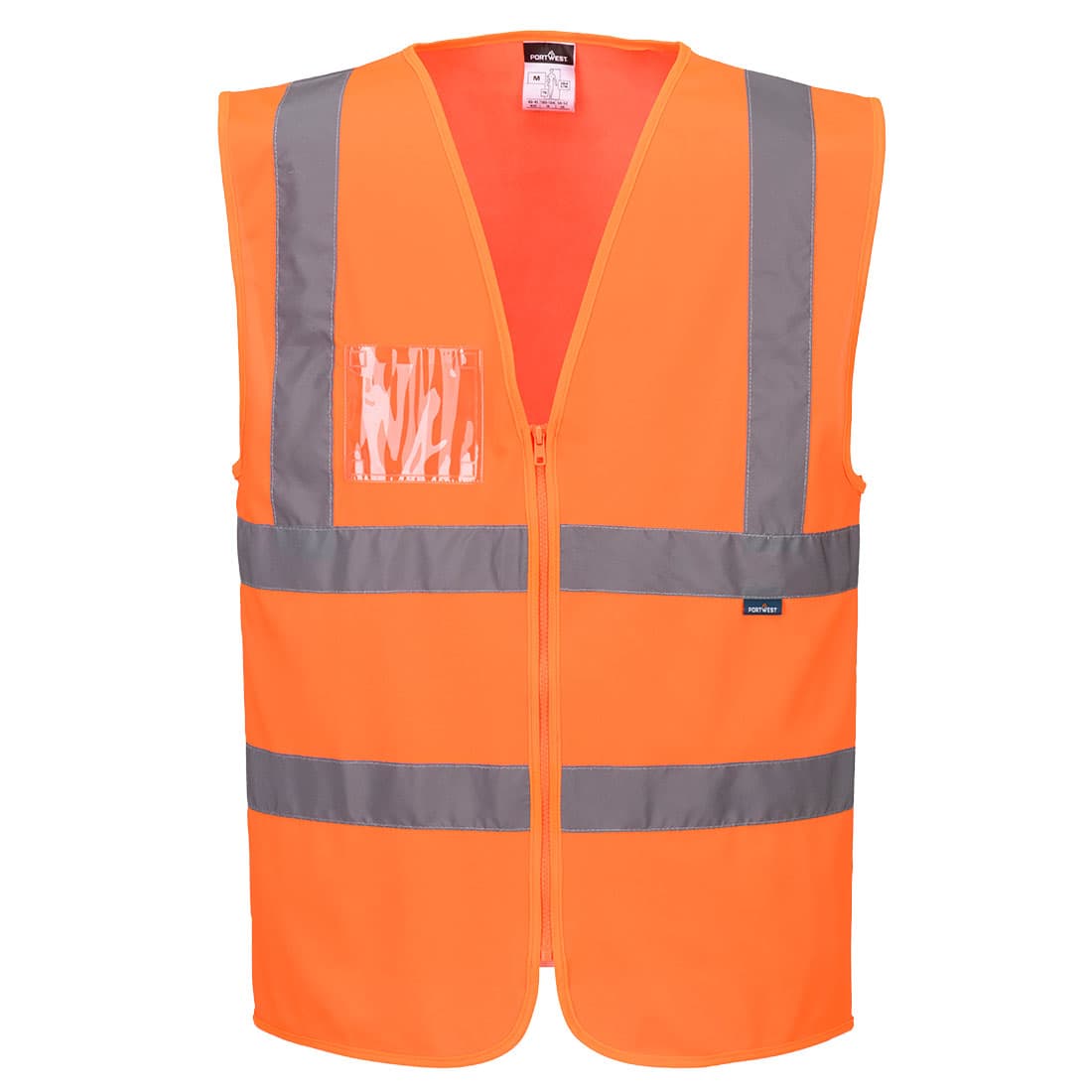 Gilet Haute Visibilité Zippé Bandes Ceinture et Bretelles Orange