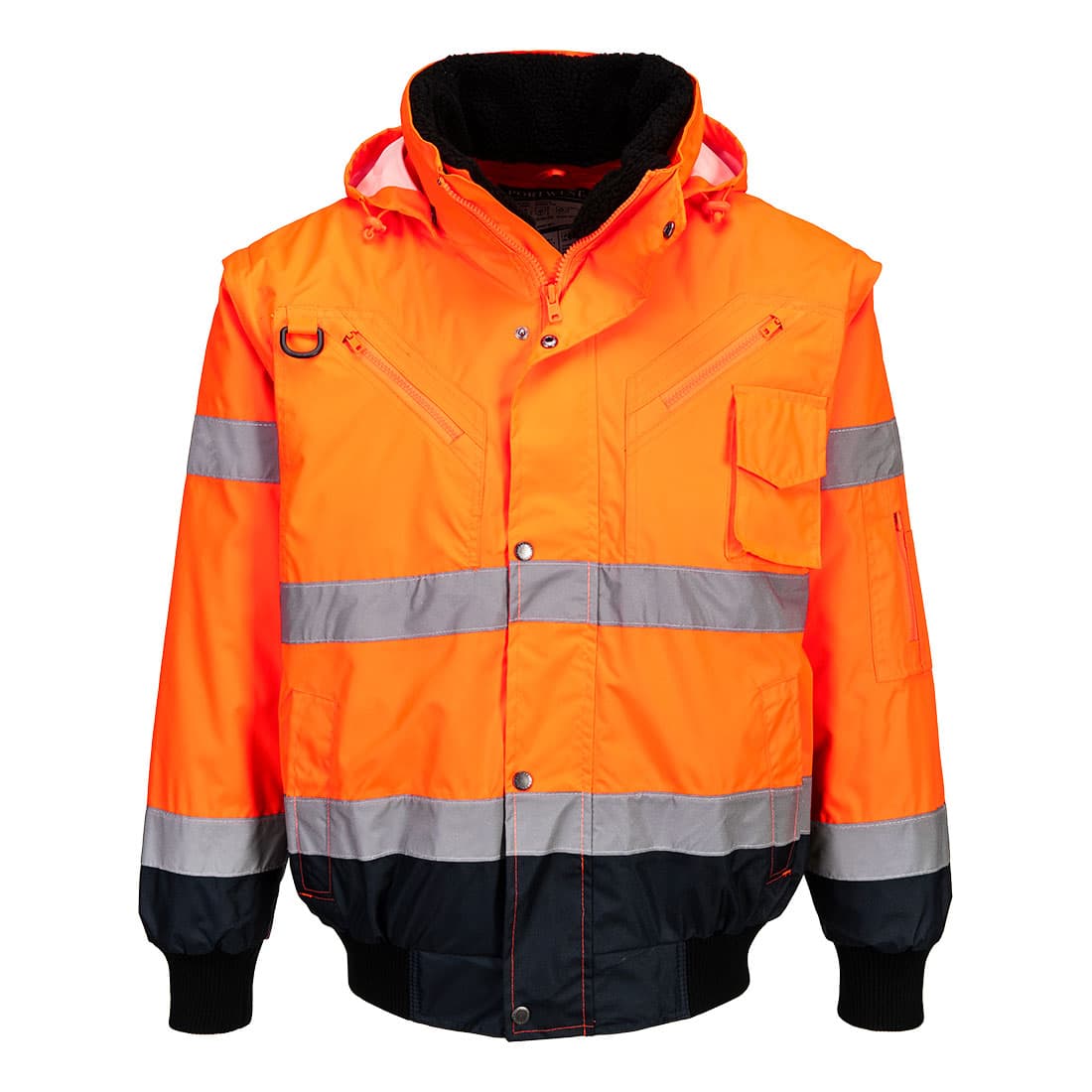 Blouson Bomber  3-en-1 Haute Visibilité Bicolore Orange/Marine