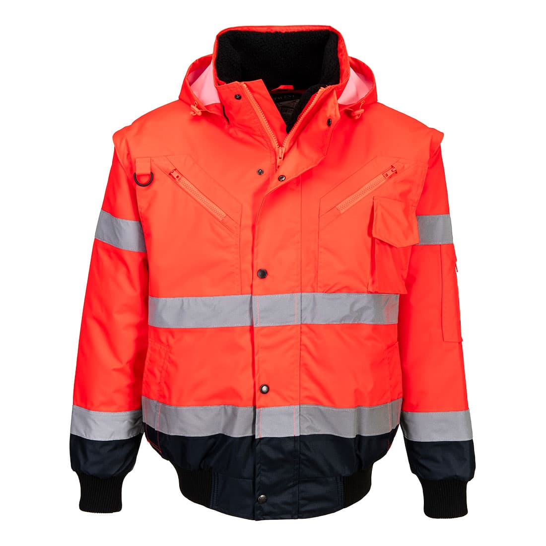 Blouson Bomber  3-en-1 Haute Visibilité Bicolore Rouge/Marine