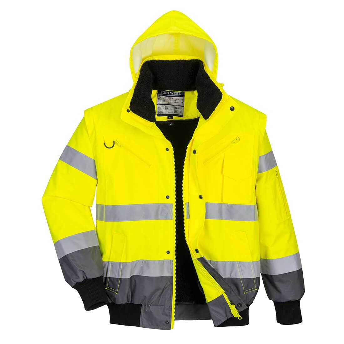 Blouson Bomber  3-en-1 Haute Visibilité Bicolore Jaune/Gris