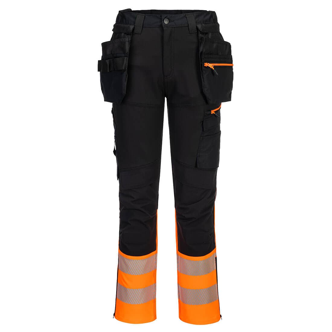 Pantalon DX4 artisans haute-Visibilité classe 1 avec poches flottantes démontables Orange/Noir