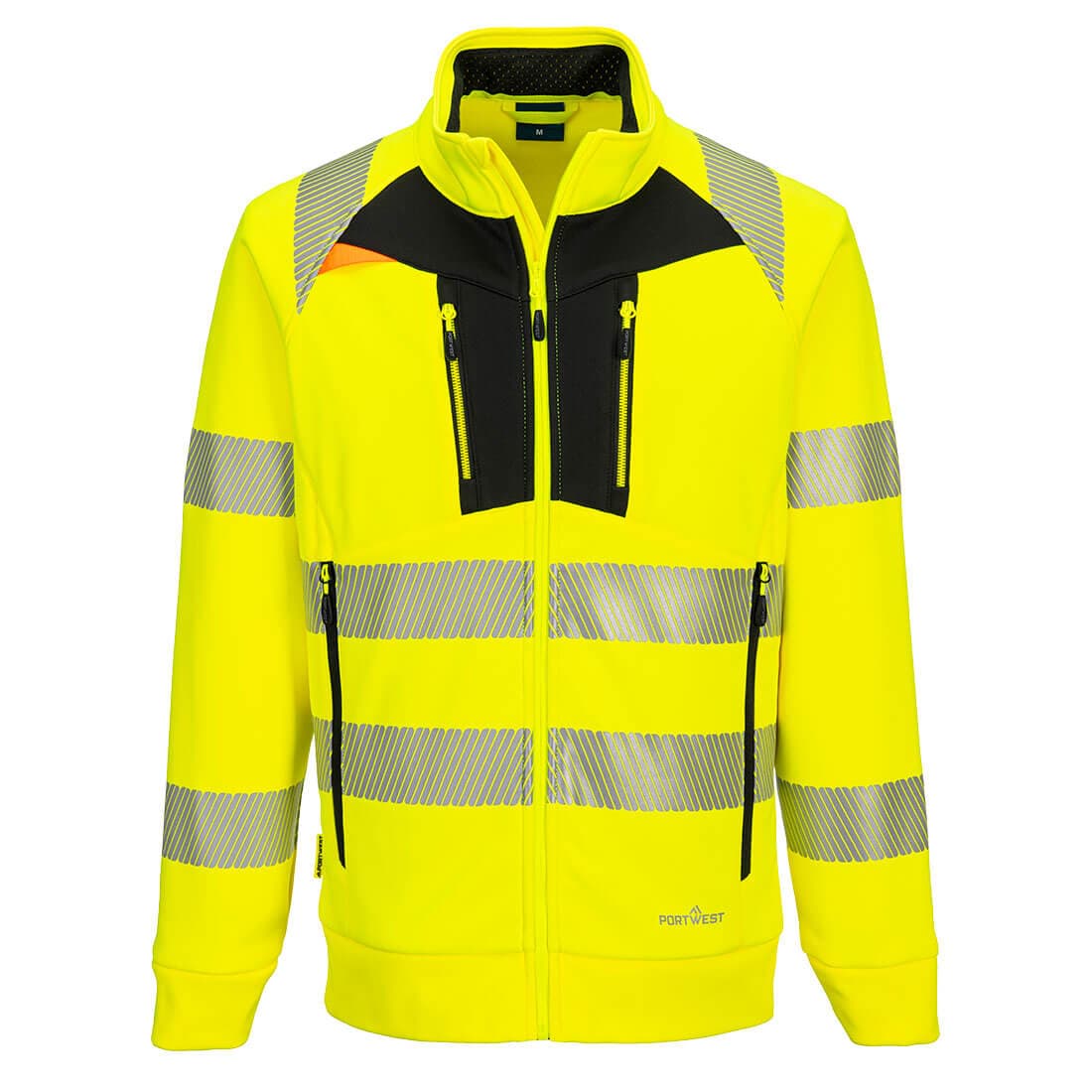 Sweat zippé à col cheminée DX4 Hi-Vis Jaune/Noir